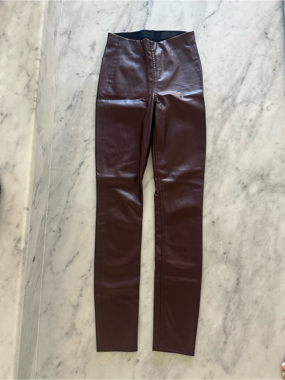 Rag and Bone Faux Leather Skinny Jeans - Burgundy xs